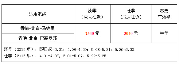西班牙特价机票:香港飞马德里\/巴塞罗那仅需2